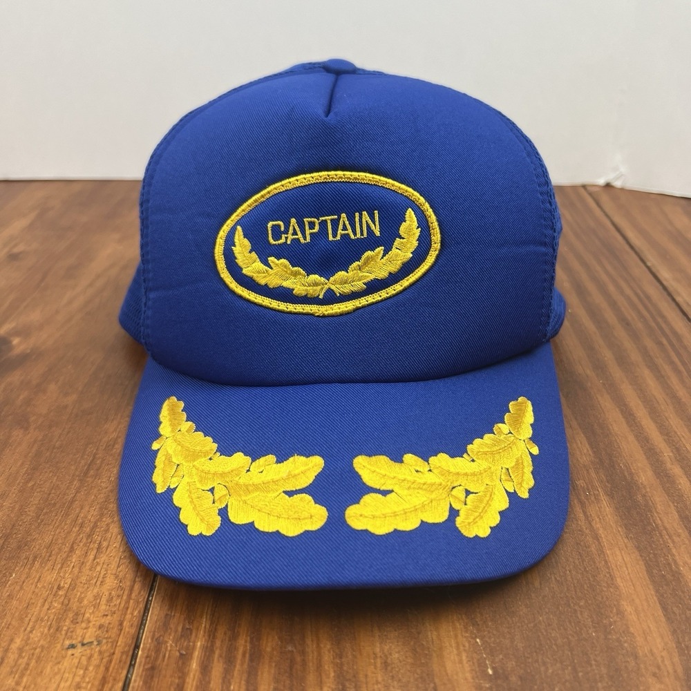 Vintage Captain Trucker Hat Gold Color Leaves Snapback Cap Scrambled Eggs Rope